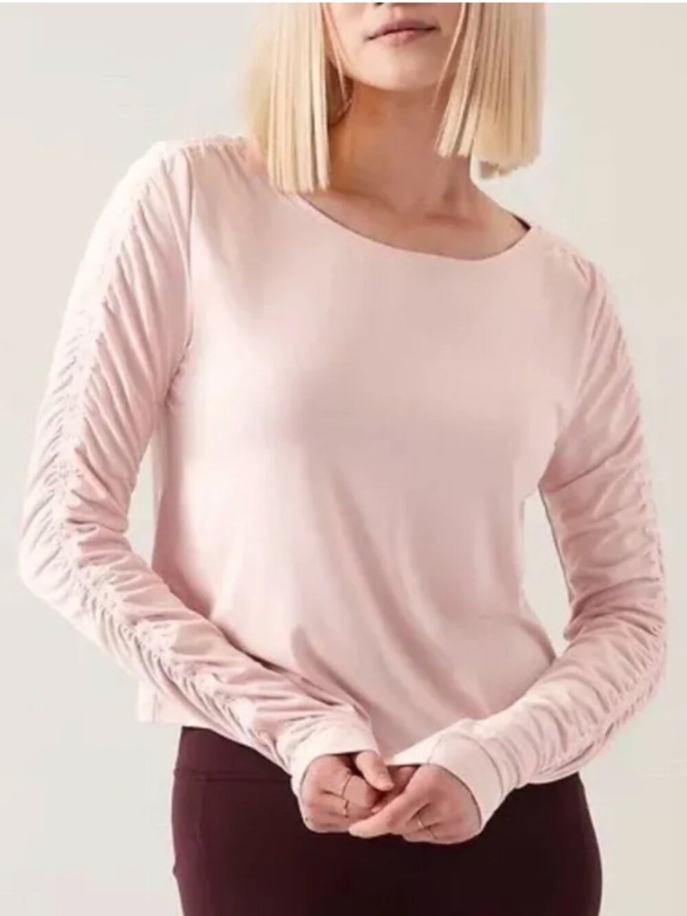Athleta All Around Ruched Top Light Pink Size Medium